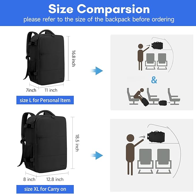 Taygeer Travel Backpack for Men Women, Carry On Backpack with Shoe Pouch, TSA 17.3inch Laptop Mochila Flight Approved, Nurse Bag Casual Daypack for Weekender Business Hiking,Black