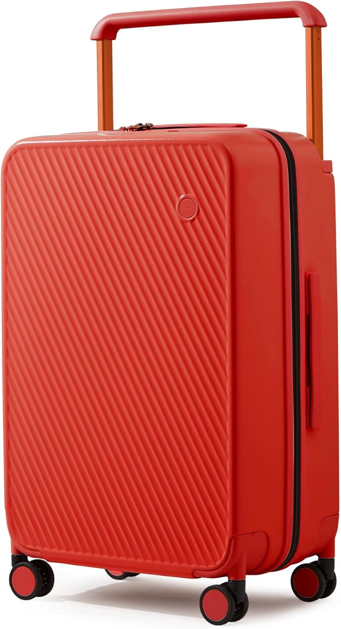 mixi Carry On Luggage Airline Approved 20'' Lightweight Luggage Wide Handle PC Hardshell Suitcases with Spinner Wheels & TSA Lock, Red