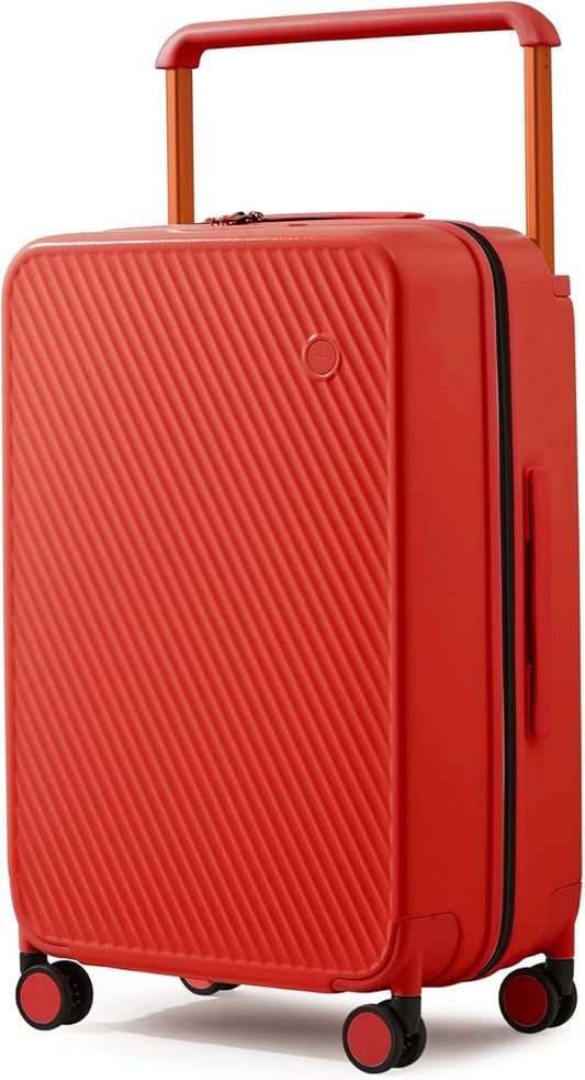 mixi Carry On Luggage Airline Approved 20'' Lightweight Luggage Wide Handle PC Hardshell Suitcases with Spinner Wheels & TSA Lock, Red