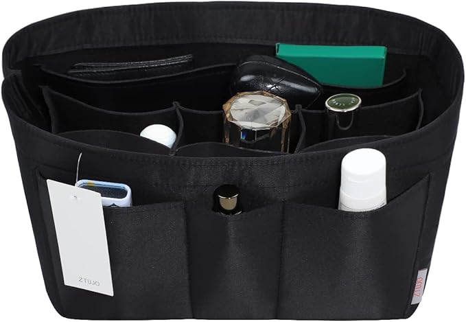 ZTUJO Purse Organizer Insert, Felt Bag Organizer For Handbag Purse Organizer,13 Colors, 6 Size (Medium, Silky Black)