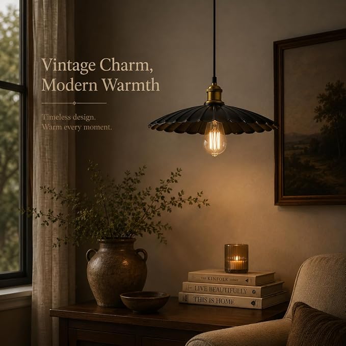 Plug in Pendant Lights for Ceiling,15.7 Inch Retro Black Metal Shade Plug in Hanging Lamp On/Off Switch Dining Room Hallway Hanging Pendant Light for Farmhouse