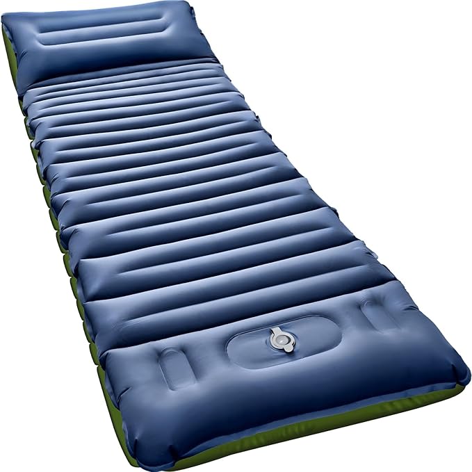 Myxslop Sleeping Pad, Ultralight Inflatable Sleeping Pad for Camping with Pillow & Pump, Air Mattress Super Portable, Great for Camping Gear, Hiking, Side or Lounging Sleeper (Blue)