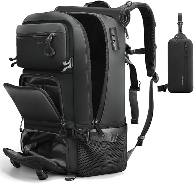 FUTURE AESTHEICS Travel backpack Carry-on Travel Backpack For Women Men Flight Approved Business Weekender Overnight Waterproof Daypack (Black)
