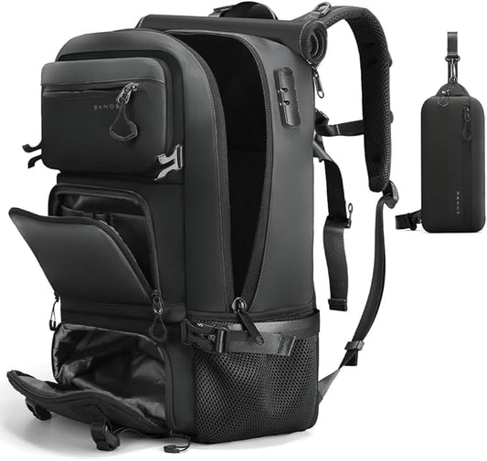 FUTURE AESTHEICS Travel backpack Carry-on Travel Backpack For Women Men Flight Approved Business Weekender Overnight Waterproof Daypack (Black)