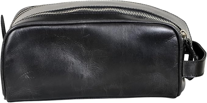 Premium Buffalo Leather Toiletry Bag for Men & Women With Waterproof Lining, Grooming Travel Pouch, Unisex Wash Bag for Toiletries, Shaving & Cosmetic Organizer for Men & Women