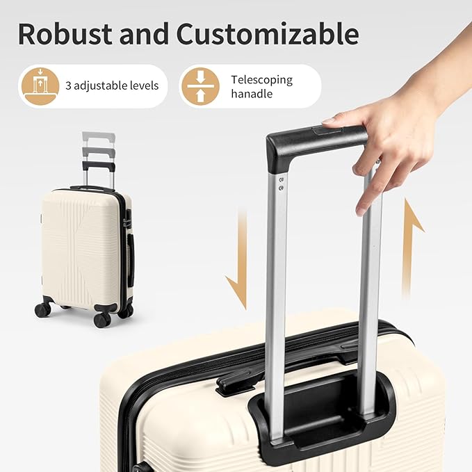 Karl home Luggage Sets 4 Piece, PP Hard Case Suitcase Set with Built-in Lock Spinner Wheels, Lightweight Durable Carry on Luggage for Business Travel - White (16/20/24/28")