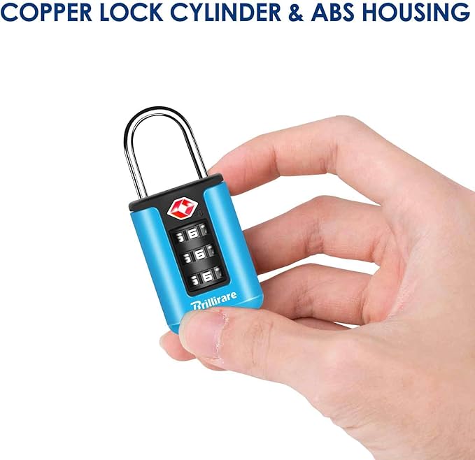 2 Pack TSA Approved Luggage Locks, Combination Travel Padlock, 3-Digit Waterproof Lock, TSA Accepted Outdoor Keyless Resettable Lock for Lockers, Bags, Backpack, Gym, Gate-Blue