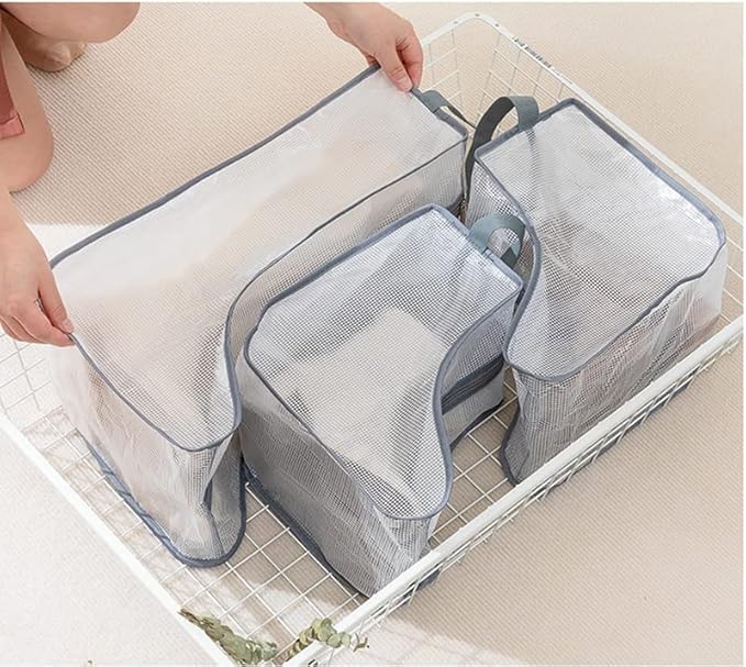 2 Set Boot Storage,Portable Short Boots and Tall Boots Storage or Protector Bag,Shoe Dust Bags,Shoe Sleeves for Travel,Clear Boots Cover,Shoes Packing Organizers for Adult Sneakers (Black Edge-Short)