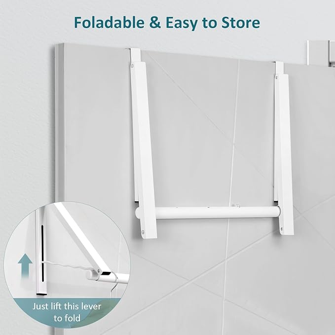 Optish Foldable Over The Door Clothes Hanger, Space Saving Small Clothes Rack Door Hangers for Clothing, 2Pack, White