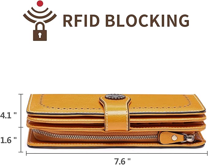 SENDEFN Wallets for Women Leather Credit Card Holder with RFID Blocking Large Capacity Wristlet | with RFID Blocking, Large Capacity, Wristlet, with RFID Blocking, Large Capacity, Wristlet