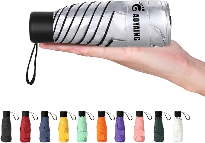GAOYAING Compact Travel Umbrella with Case Sun&Rain Lightweight Small and Compact Suit for Pocket