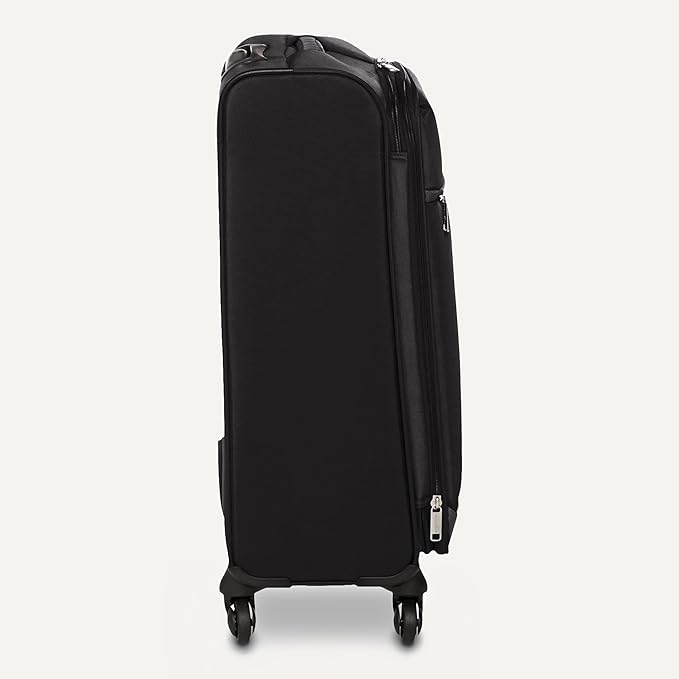 Amazon Basics 23" Medium Checked Softside Luggage Suitcase with Spinner Wheels, Expandable Space, Zippered Pockets, Telescopic Handle, Black