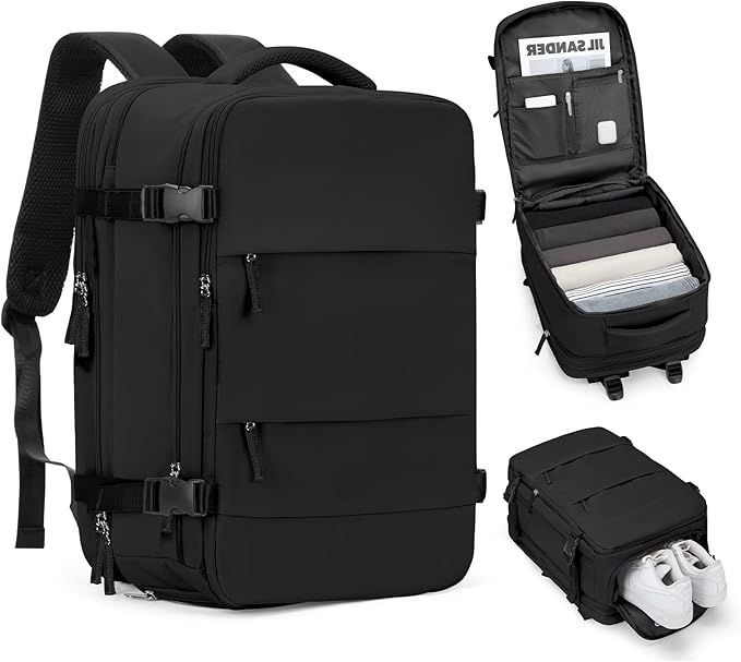 coofay Expandable Backpack For Traveling On Airplane Carry On Backpack For Women Men Airline Approved Personal Item Bag For Airlines Gym Bag For Women With Shoe Compartment