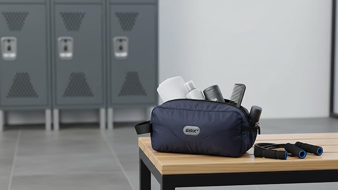 GOX Travel Small Toiletry Bag for Men Nylon Dopp Kit Medicine Bag Organizer Pouch Shave Kits for Teens Bathroom Compact Navy 9.8 * 4.3 * 3.3 Inches
