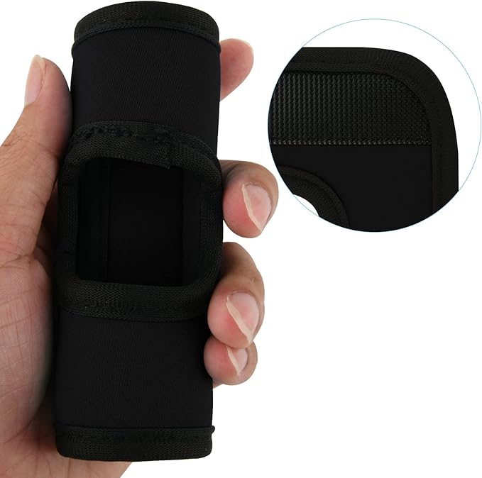 Cosmos 5 Pcs Neoprene Luggage Handle Wrap Soft Grip Handle Cover Luggage Identifier with Hollow Design for Push-Button Handle Trolley Handle and Travel Suitcase Trolley Case (Black)
