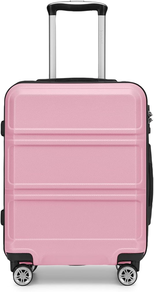Kono 20" Carry on Luggage with Spinner Wheel TSA Lock, Lightweight PC+ABS Hardside Luggage Durable Small Carry on Suitcase Pink