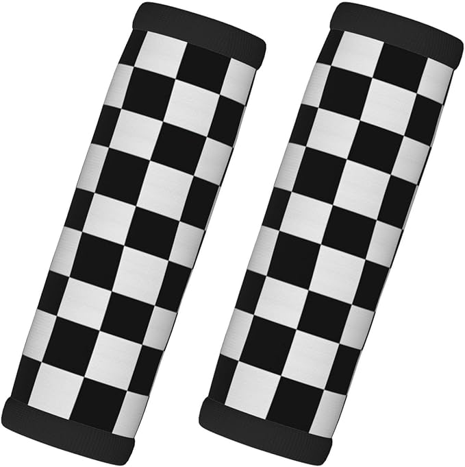 Black White Checkered 2PCS Luggage Handle Wrap for Suitcase Neoprene Luggage Handle Covers Comfort Suitcase Luggage Identifiers Travel Accessories