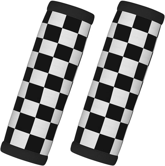 Black White Checkered 2PCS Luggage Handle Wrap for Suitcase Neoprene Luggage Handle Covers Comfort Suitcase Luggage Identifiers Travel Accessories