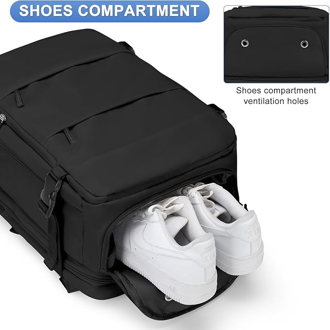 coofay Expandable Backpack For Traveling On Airplane Carry On Backpack For Women Men Airline Approved Personal Item Bag For Airlines Gym Bag For Women With Shoe Compartment