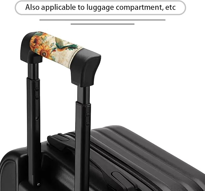 BIGCARJOB Hummingbird Sunflower Luggage Handle Wraps for Suitcase Set of 2 Pcs Cute Luggage Tags Travel Accessories Door Handle Protection Sleeve Covers,Car Grab Handle Wraps