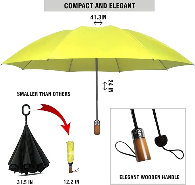 Raintrend Windproof Travel Umbrellas for Rain Automatic +10% Bigger Canopy Strong Frame Compact Folding Portable Umbrella for Women Men Backpack Purse