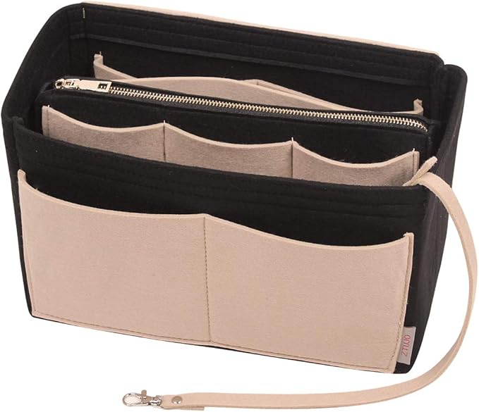 ZTUJO Purse Organizer Insert, Felt Bag Organizer with Metal Zipper, Handbag & Tote Shaper, For Speedy Neverfull Tote, 7 Sizes