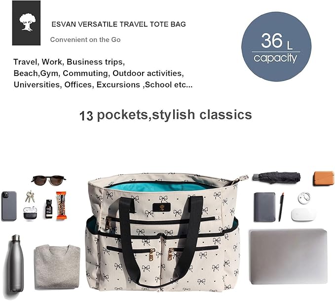 Weekender Bag Carry On Bag Overnight Tote Travel Duffle with 13 Pockets for Travel,Work，Gym,Beach,Teacher,Nurse