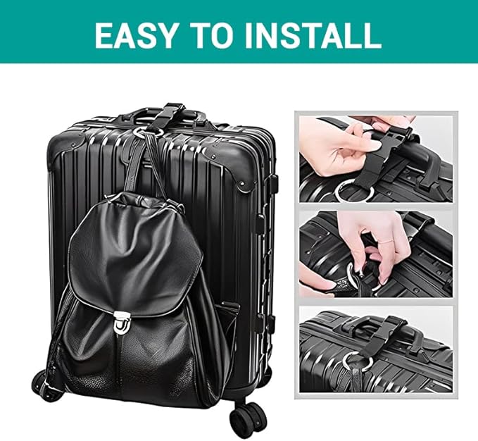 2 Pack Add a Bag Luggage Straps - Adjustable Suitcase Belts Travel Accessories - Jacket Gripper Arm Saver Easy to Carry Your Extra Bags (Green)
