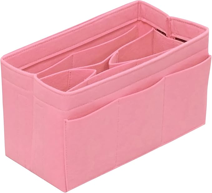 DailyPlus Purse Organizer Insert Felt Bag Organizer Handbag Organizer Insert Bag In Bag Organizer for Tote Purse Bag 14 Pockets Pink X-Large