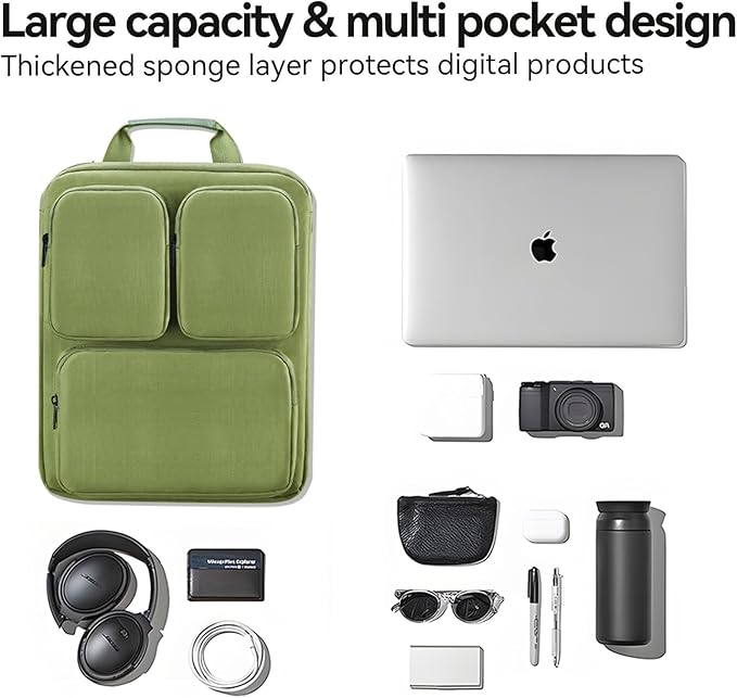SOKOK Over Luggage Organizer Storage Bag with Multi Pockets, Slide On Luggage Harness with Adjustable Straps, 2-in-1 Travel Accessories Suitcase Vest Bag Fits Most Suitcases, Green-3