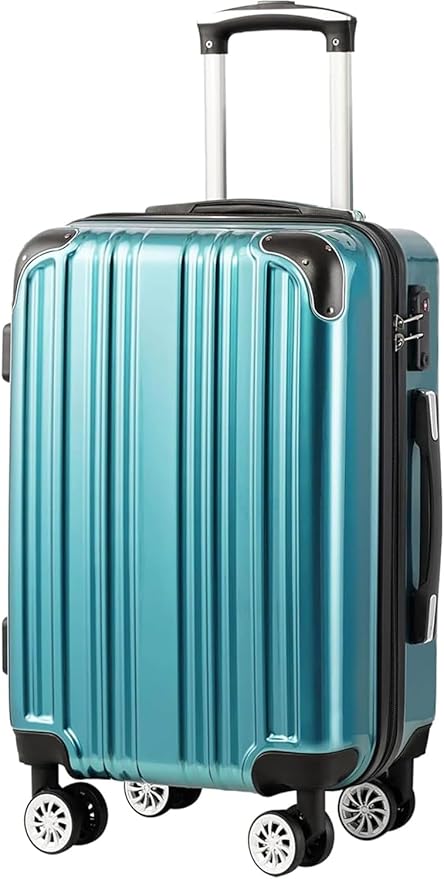 Coolife Carry On Luggage, Suitcase with Durable and Lightweight, carry on suitcase with PC+ABS Hardshell, Dual Spinner Wheels, TSA Lock, and YKK Zipper (green new, S(20in)_carry on)