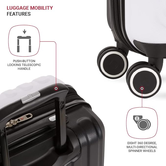 SwissGear Duet Expandable Luggage Set, 3-Piece Hardside Luggage Set with Spinner Wheels