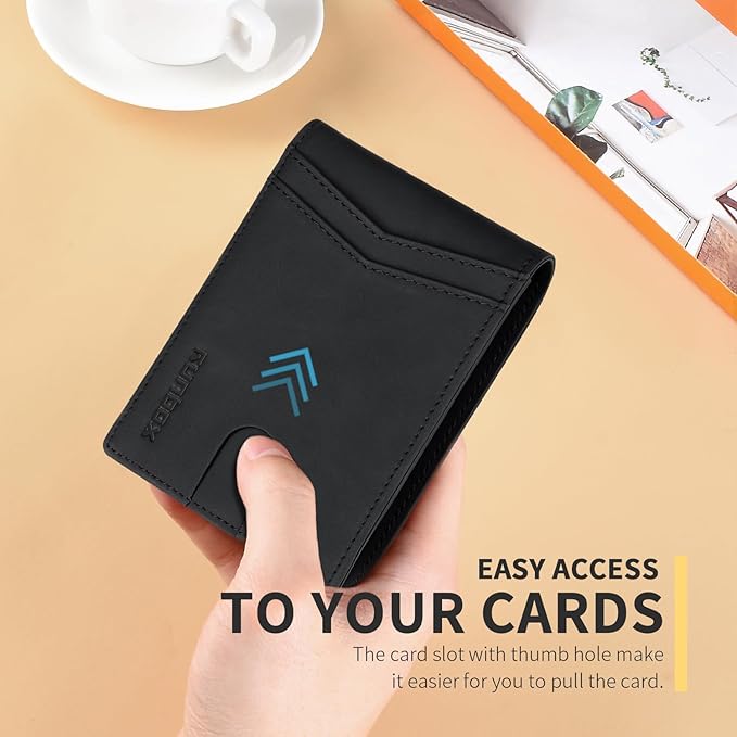 RUNBOX Wallet for Men Slim Rfid Leather 2 ID Window With Gift Box | Slim, Rfid, 2 ID Window, With Gift Box, Slim, Rfid