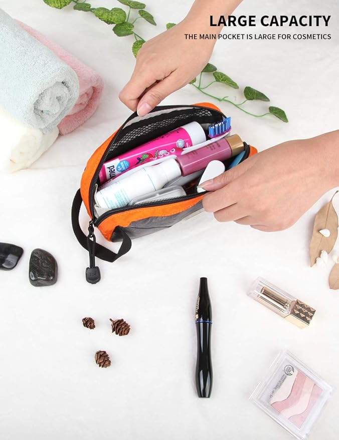 GOX Travel Toiletry Bag Dopp Kit Case for Men Multifunction Packing Organizer Pouch(Orange/Grey)