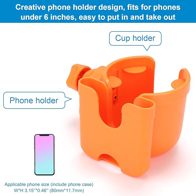 Accmor Stroller Cup Holder with Phone Holder, Bike Cup Holder, Universal Cup Holder for Uppababy Nuna Doona Strollers, 2-in-1 Cup Phone Holder for Stroller Bike Wheelchair Walker Accessory