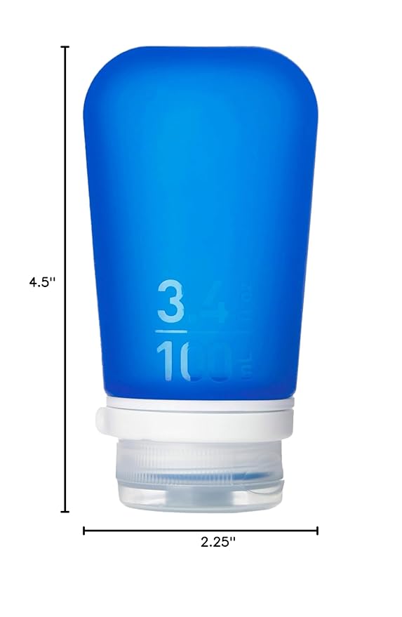 humangear GoToob+ (Large) | Refillable Silicone Travel Bottle | Locking Lid | Food-Safe Material | Dark Blue, Large (3.4 fl.oz.; 100ml)
