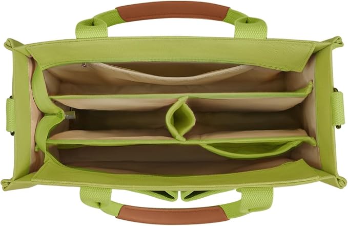 FIORETTO Canvas Tote Bag for Women with Zipper Closure & Individual Compartments for Work College for Teacher & Nurse