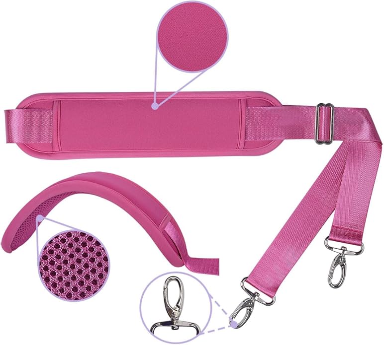 60 Inch Shoulder Strap with Removable Ultra-Thick Pad，Adjustable Buckles and Metal Hooks