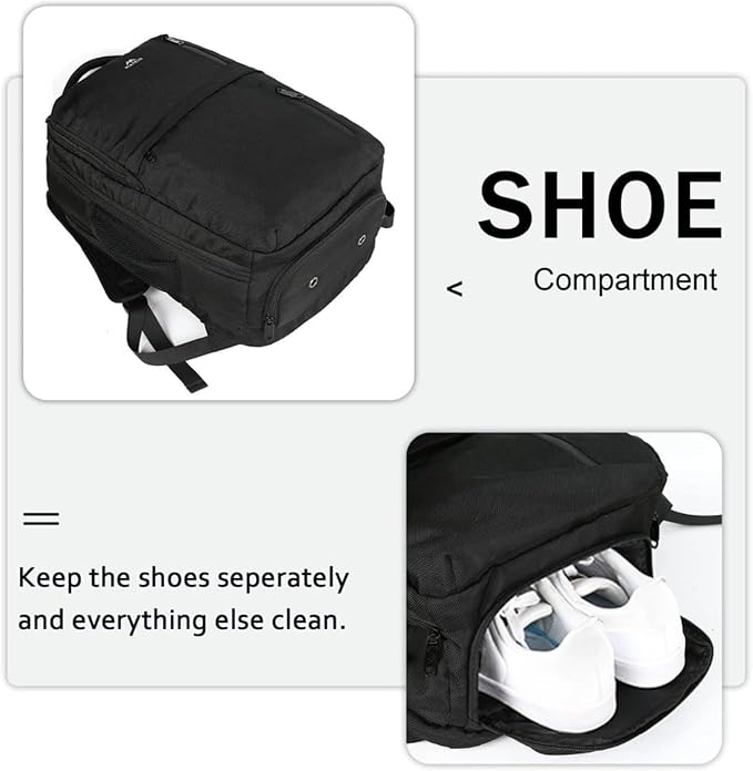 MATEIN Extra Large 45L Travel Laptop Backpack, Airline Approved Carry on Backpack with Shoe Compartment, Water Resistant Luggage College Overnight Weekender Travel Bag Fit 18" Laptop, Black