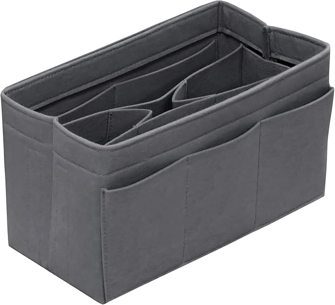 DailyPlus Purse Organizer Insert - Felt Bag Organizer for Tote Purse Bag with 14 Pockets - Grey Medium