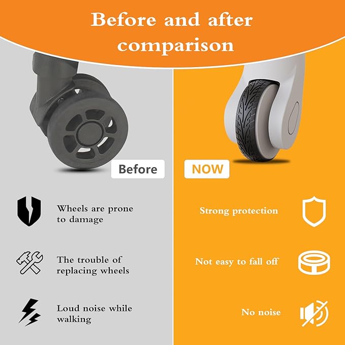 8pcs Luggage Wheels Covers, Suitcase Wheel Covers, Luggage Wheel Protector, Waterproof, Noise Reducing Protectors for Carry-Ons, Universal Fit, Essential Travel Accessories, Grey P X