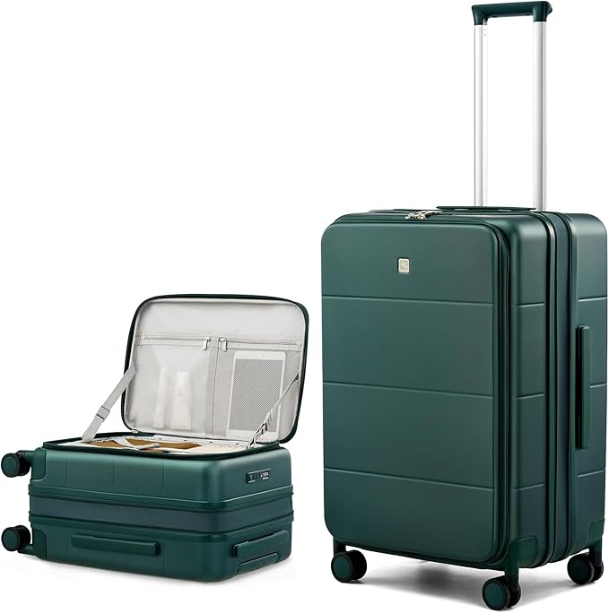Hanke Hardside Expandable Checked Luggage, 24 Inch Top Opening Trunk Luggages with Spinner Wheels, All-PC Hard Shell Suitcase, Lightweight TSA Checked-Medium(Blackish Green, 83L)