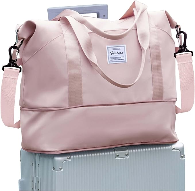 Travel Duffel Bag, Sports Tote Gym Bag, Shoulder Weekender Overnight Bag for Women