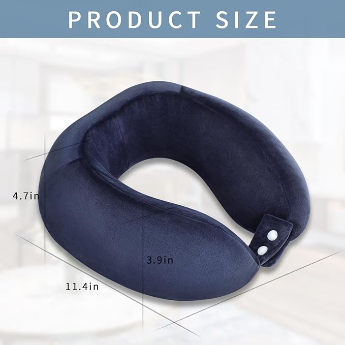 Travel Neck Pillow U Shaped Airplane Pillow Removable Washable Memory Foam Neck Pillows Suitable for Airplanes Traveling Trains Bus Offices Dark Blue