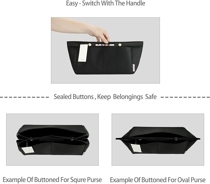 ZTUJO Purse Organizer Insert For Handbag & Tote Shaper,Tote Bag Organizer Insert For Speedy Neverful, 6 Sizes(Slender Medium,Silky Black)