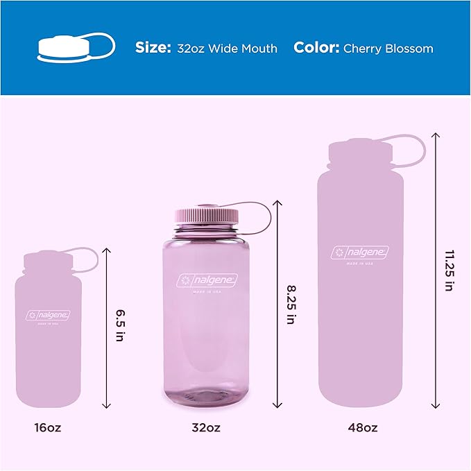 Nalgene 32 oz Wide Mouth Water Bottle | BPA-Free, Durable & Leak Proof, Lightweight Bottle for Hiking & Gym, Work & Travel
