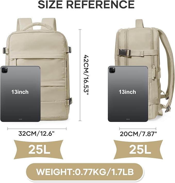 coowoz Travel Backpack For Women Men,Carry On Backpack,Hiking Backpack Waterproof Outdoor Sports Rucksack Casual Daypack travel essentials（Khaki）
