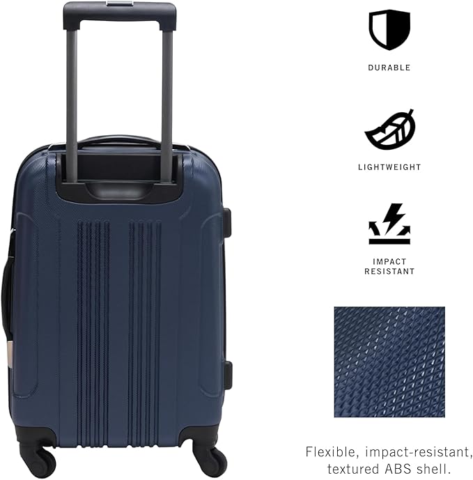 Kenneth Cole REACTION Out of Bounds Lightweight Hardshell 4-Wheel Spinner Luggage, Naval, 20-Inch Carry On