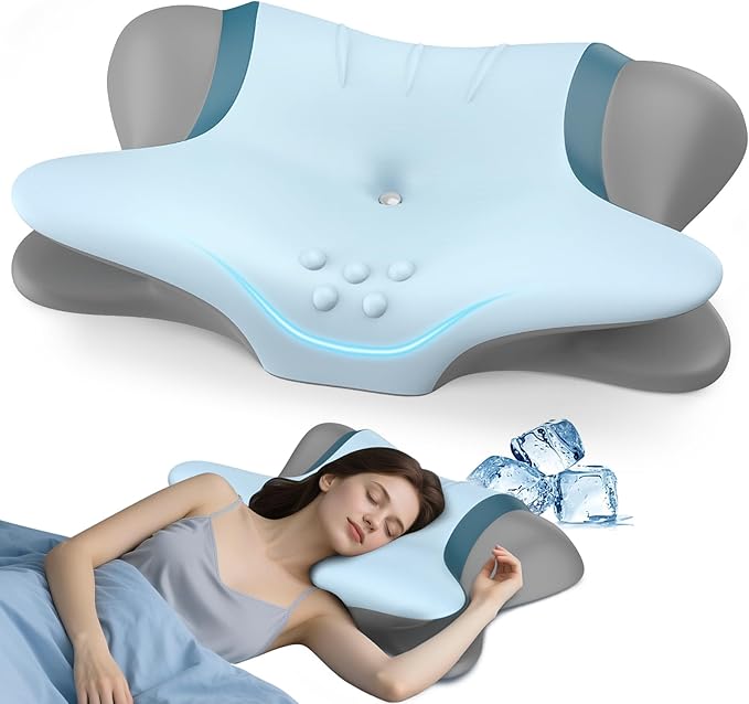 Cervical Neck Pillow for Pain Relief - Ergonomic Side Sleeper Pillow for Neck Support, Orthopedic Memory Foam Pillows for Sleeping, Contour Cervical Pillow Bed Pillow for Back Stomach Sleepers