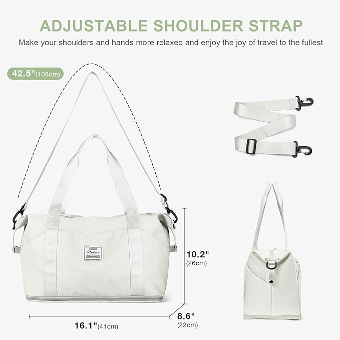 Travel Duffel Bag, Sports Tote Gym Bag, Shoulder Weekender Overnight Bag for Women
